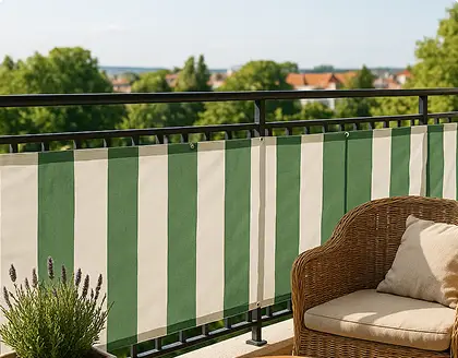 Grün gestreifte Balkonumrandung nach Maß