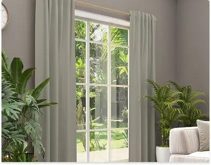 Foto von blickdichten Vorhängen in grau als Fensterdeko