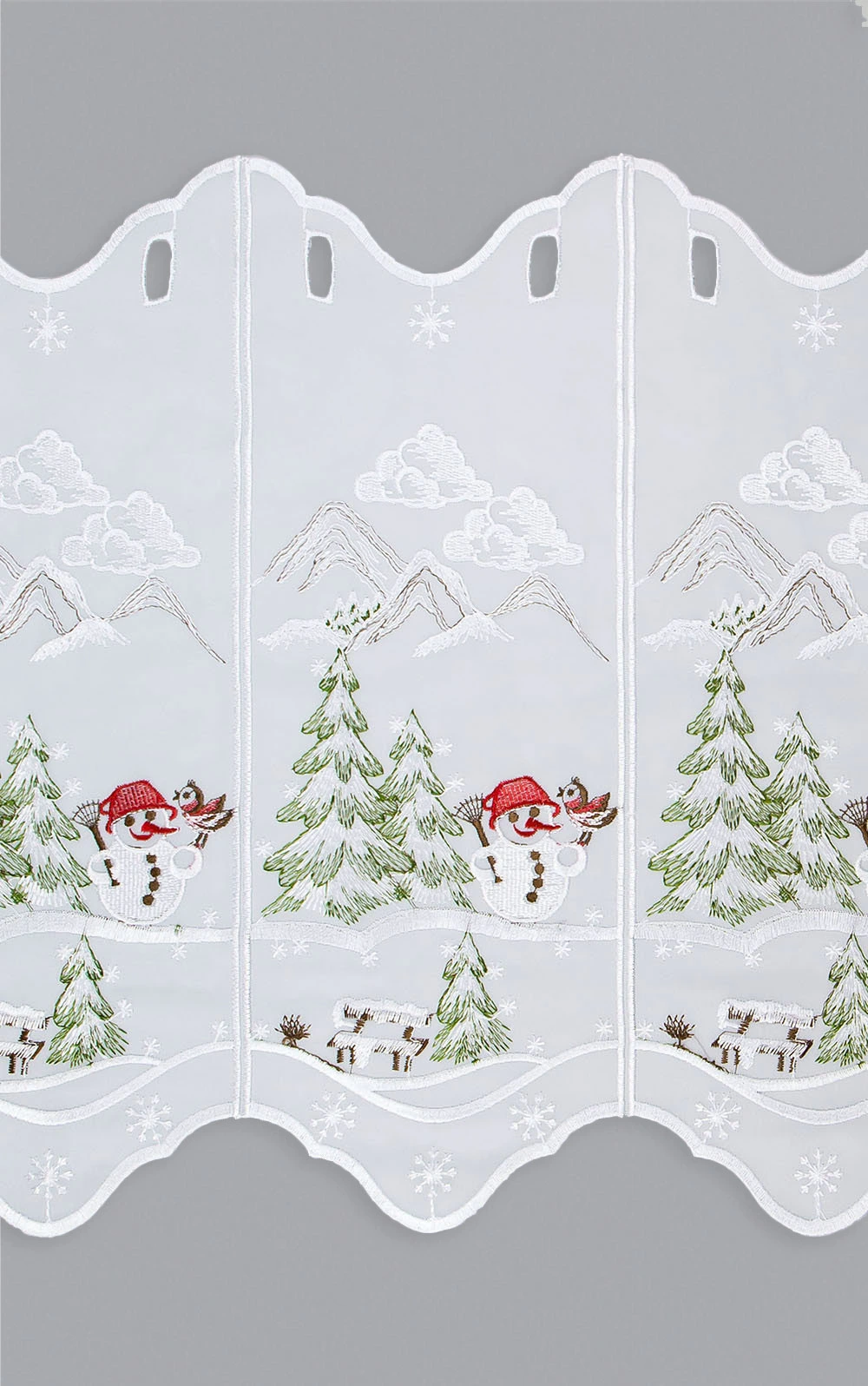 Scheibengardine mit Schneemann Motiv