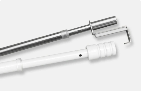 Klemmstange in Silber und Vitragenstange in Weiß