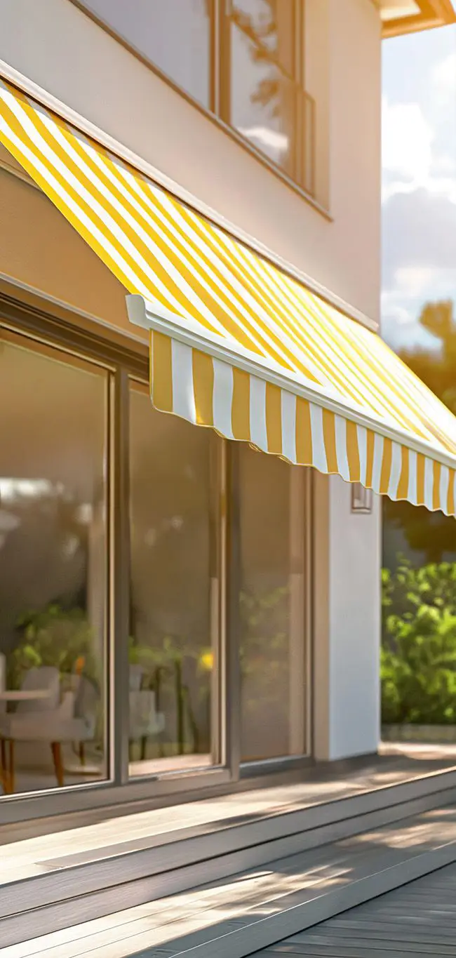 gelb weiß gestreifte Markise